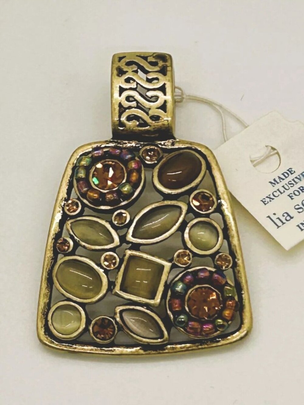 Lia Sophia Gold-Tone Pendant With Cabochon Navette Rhinestones Brass-tone - Picture 1 of 7
